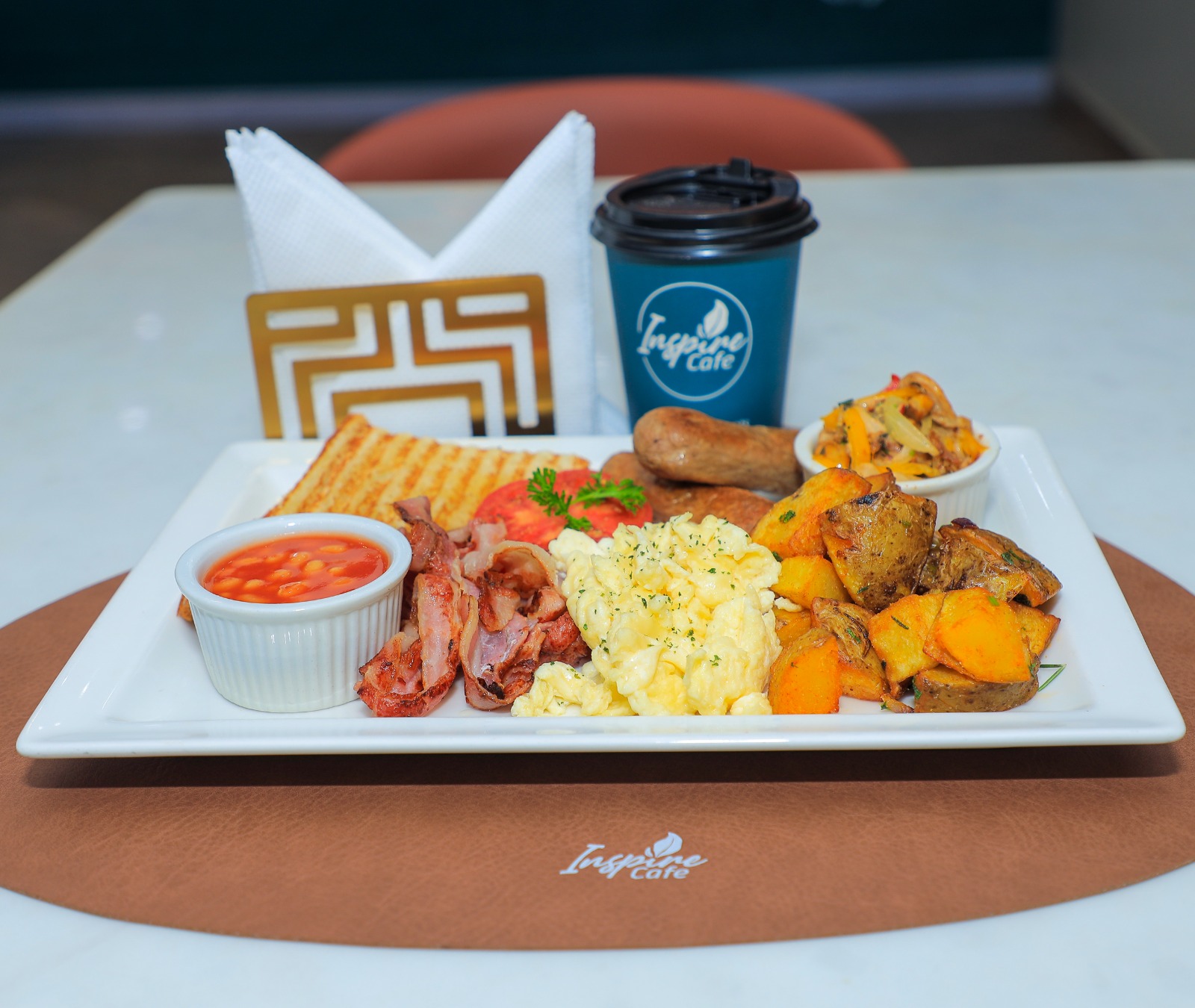 Breakfast plate with coffee